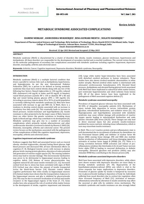 (PDF) Metabolic syndrome associated complications