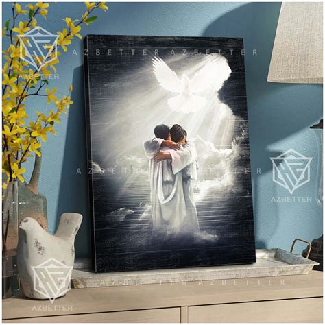 Canvas Jesus Hugging the Man Heaven Art Painting, God Wall Art Gift for ...