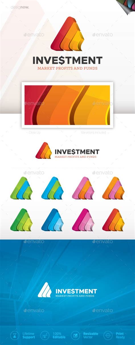 an advertisement for investment company with colorful shapes and lines on the bottom, in ...