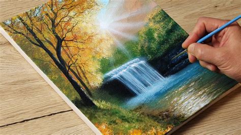 Painting an Autumn Waterfall / Acrylic Painting TUTORIAL / STEP by STEP ...