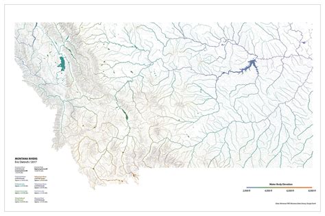 Montana Rivers Wall Map | Etsy