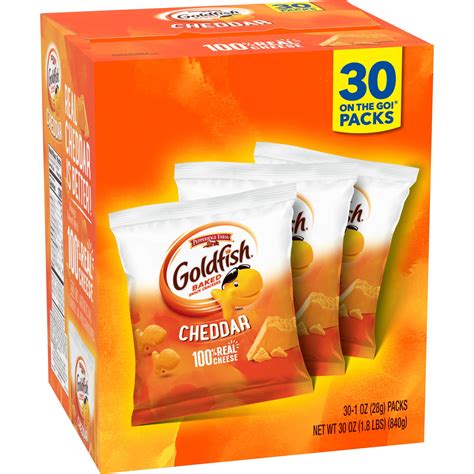 Goldfish Cheddar Crackers, Multi-pack Box, 30ct, 1oz Snack Packs ...