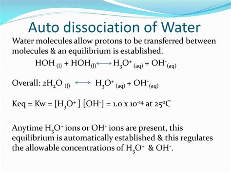 PPT - Auto dissociation of Water PowerPoint Presentation, free download - ID:2362440