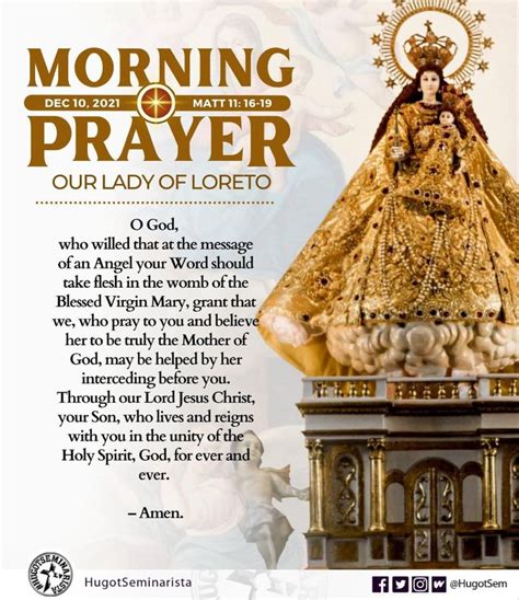 Our Lady of Loreto, pray for us. 🙏🏼 | Morning prayers, Prayers, Loreto