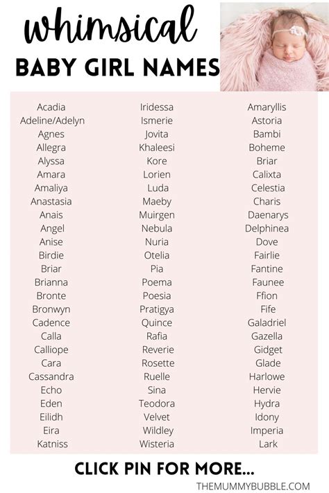 Whimsical Baby Girl Names You Will Love: 200+ ideas and meanings - The Mummy Bubble