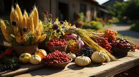 Premium AI Image | A Rustic Farmhouses Bountiful Harvest