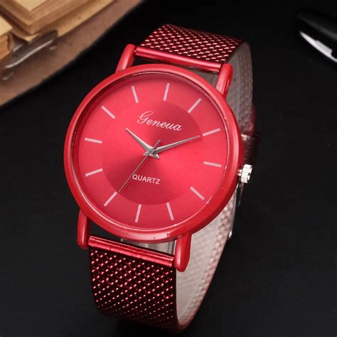 RED Business Watch 2018 Wrist Watch Men Simple Style Mesh Belt Men Women Unisex Quartz Watches ...