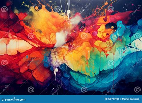 Drip Painting with Mixed Paint Colors Stock Illustration - Illustration of vibrant, pour: 290719906