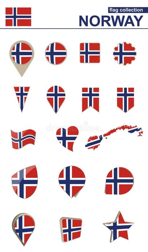 Norway Flag Collection. Big Set for Design Stock Vector - Illustration ...