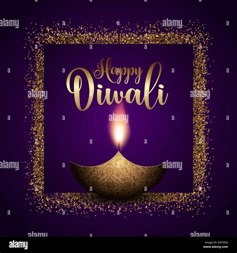 Happy Diwali background with gold glitter frame Stock Photo - Alamy