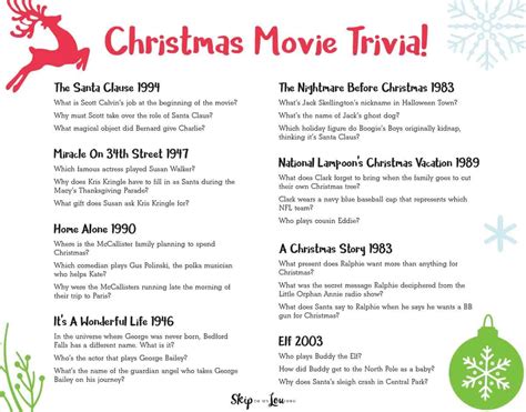 Christmas Movie Trivia Game Christmas Trivia Printable Games Ireland ...