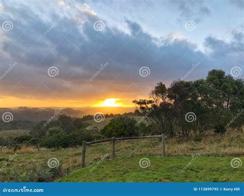 Sunset Over Rolling Hills in Country Stock Image - Image of view ...