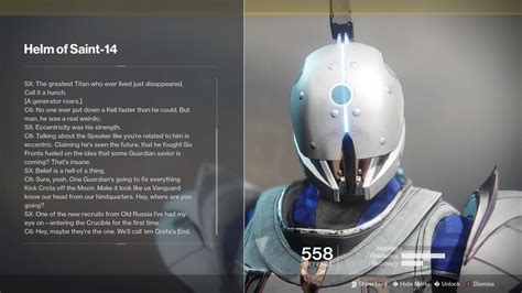 TIL Saint-14 predicted our Guardian's arrival. : r/destiny2