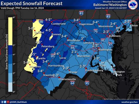 New Forecast Map: Up To 5 Inches Of Snow Expected Across Maryland ...