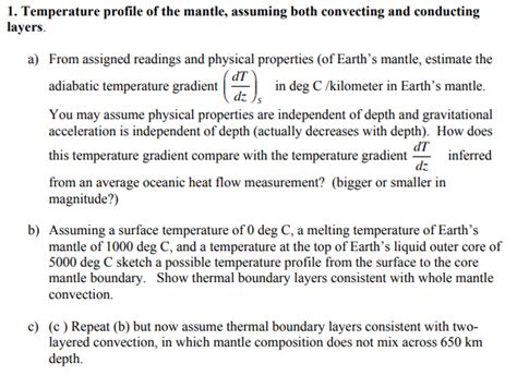 1. Temperature profile of the mantle, assuming both | Chegg.com