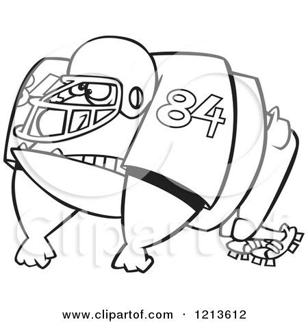 Cartoon of a Black and White Huge American Football Lineman Player - Royalty Free Vector Clipart ...