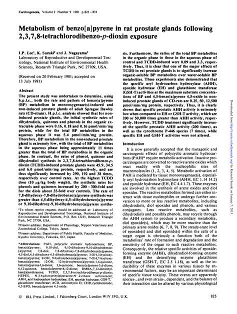 (PDF) Metabolism of benzo[a]pyrene in rat prostate glands following 2,3 ...