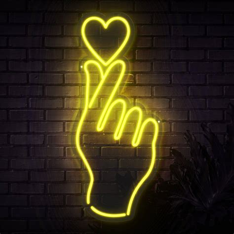 Download Finger Heart Neon Yellow Led Light Wallpaper | Wallpapers.com