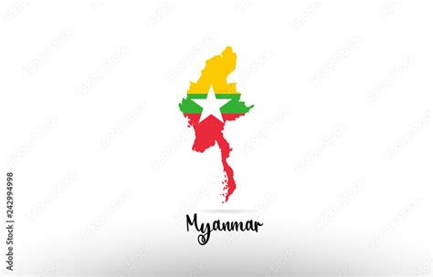 Myanmar country flag inside map contour design icon logo Stock Vector | Adobe Stock