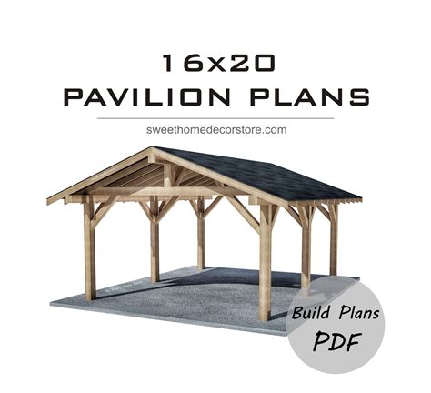 Diy 16 x 20 Gable Pavilion Plans pdf. Carport pdf plans. | Etsy