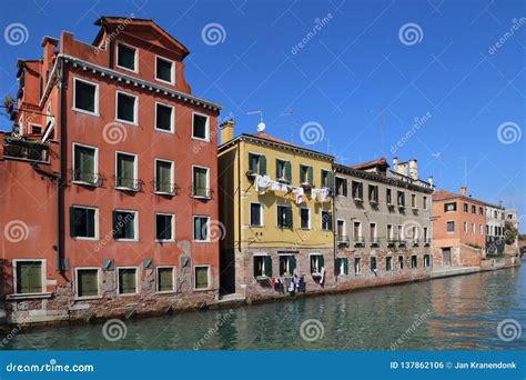 Historical Houses on a Canal in Venice, Italy Stock Photo - Image of ...