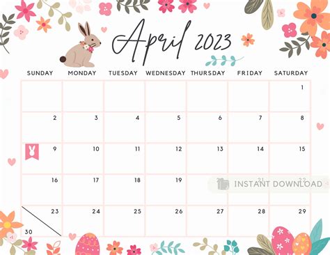 Fillable April 2023 Calendar Printable Cute Spring & Summer - Etsy Canada