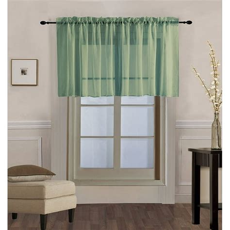 (V16) SAGE GREEN 1PC Elegant Straight Sheer Rod Pocket Swag Waterfall Valance, 55" X 18" Inch ...