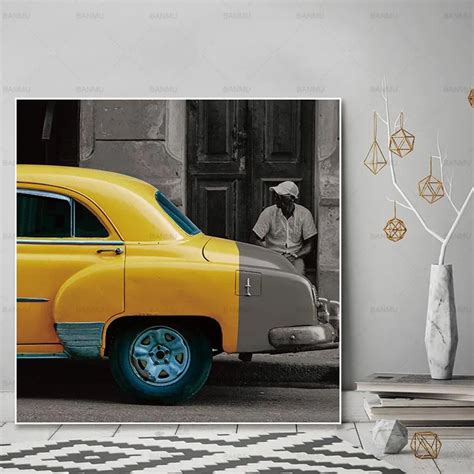 Car wall art poster canvas painting print picture home decor painting wall art plant Art picture ...