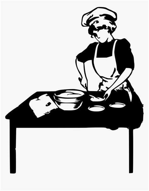 Transparent Baking Clipart - Woman Cooking Clipart Black And White, HD Png Download ...