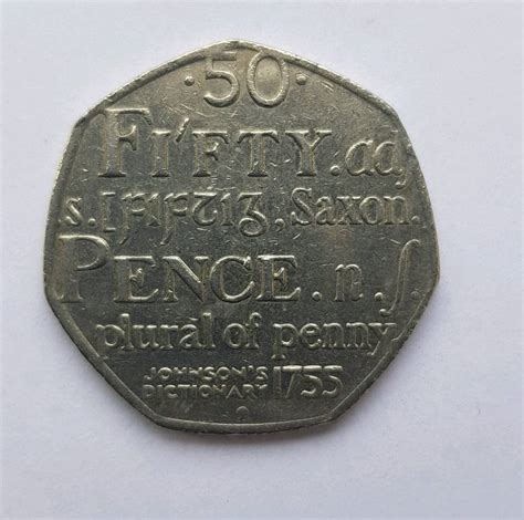 Rare 50 pence coin 1755 Johnson Dictionary Plural of Penny | in Walsall ...