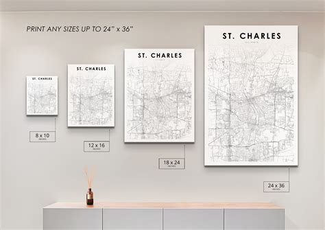 St. Charles IL Map Print Illinois USA Map Art Poster Dupage - Etsy