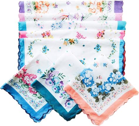 Ladies Vintage Floral Cotton Handkerchiefs Hankies Bulk at Amazon Women’s Clothing store