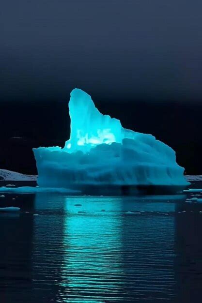 Premium AI Image | A blue iceberg with a large iceberg in the water.