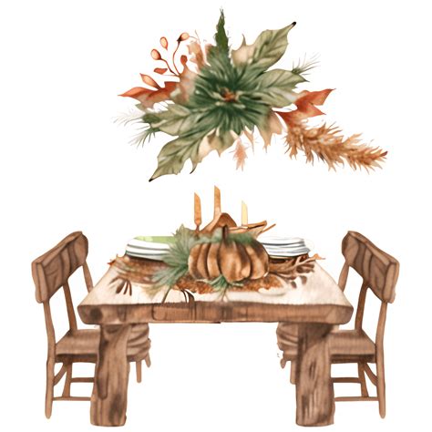 Woodland Thanksgiving Table Setting Clipart · Creative Fabrica