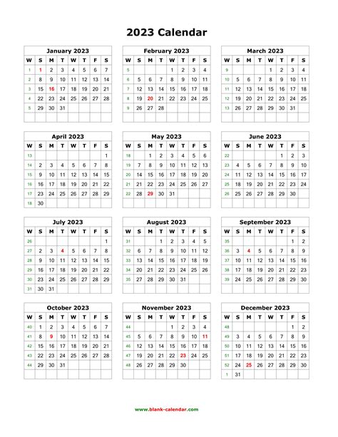 2023 Calendar Printable Cute Free 2023 Yearly Calendar Templates | Images and Photos finder