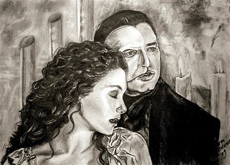 Christine and the Phantom of the Opera Drawing by Maren Kunnas - Fine ...