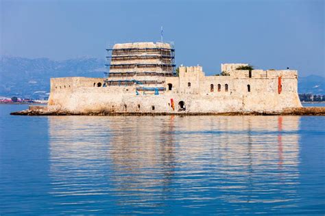 Bourtzi castle in Nafplio stock photo. Image of blue - 101363800