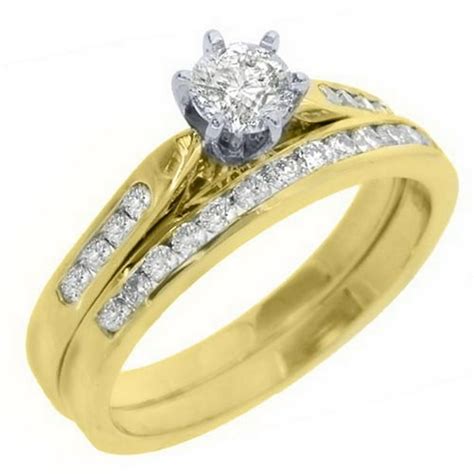 TheJewelryMaster - 14k Yellow Gold Round Diamond Engagement Ring Wedding Band Bridal Set 1 Carat ...