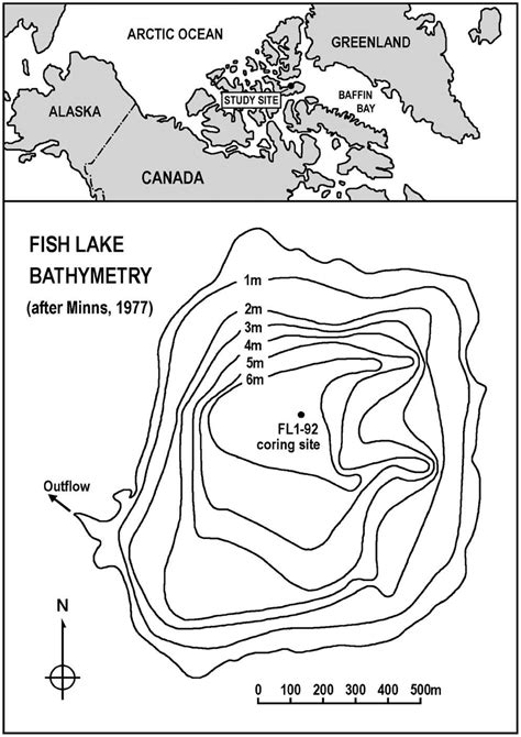 Location and bathymetric map of Fish Lake, Devon Island, Nunavut ...