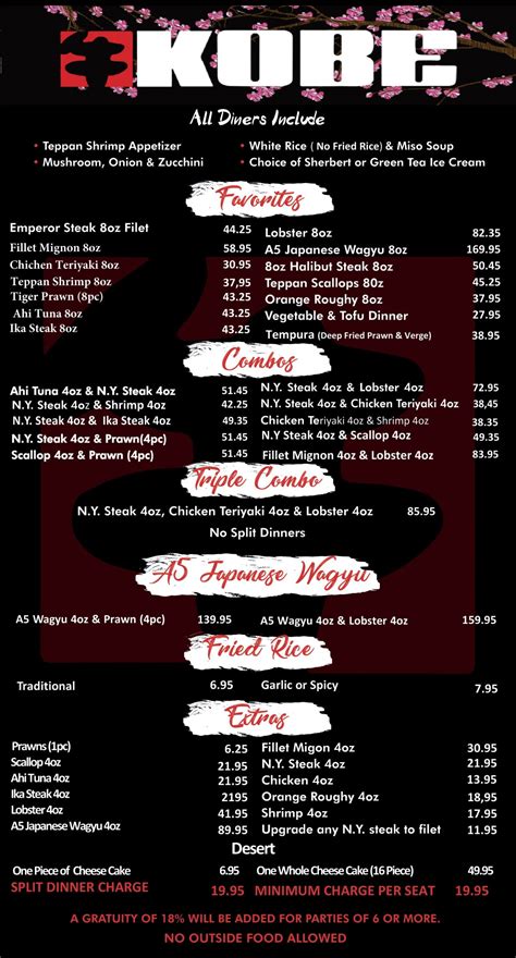 Our Menu - Kobe Japanese Steakhouse