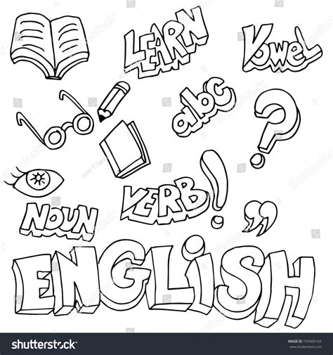 Image English Symbols Learning Items Stock Vector 197669165 - Shutterstock