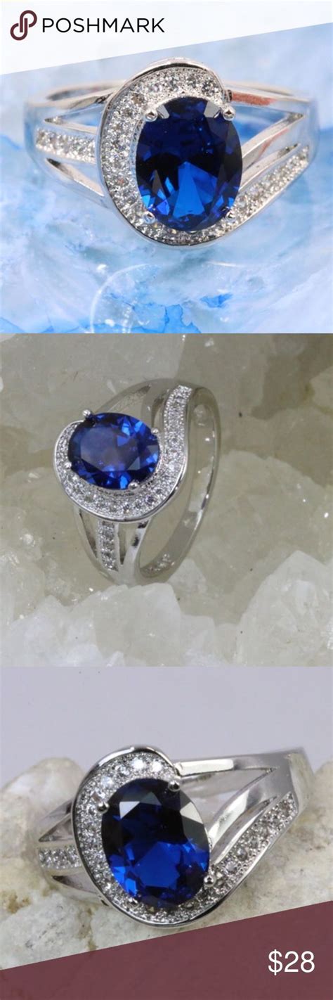 Blue Stone Silver Platinum Plated Ring | Blue stone, Pure products ...