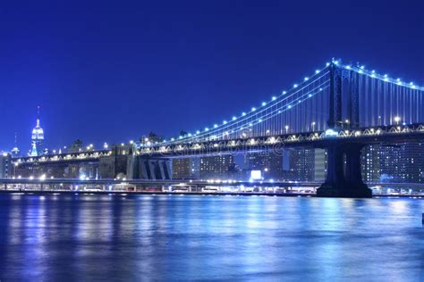 Manhattan Bridge at Night stock photo. Image of city, manhattan - 2290016