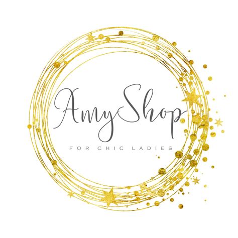 Fashion Boutique Logo, Beauty Salon Logo, Round Circle Dots Stars Logo, Glitter Confetti Logo ...