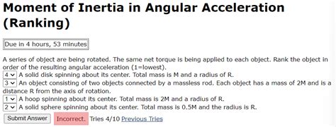 Solved Moment of Inertia in Angular Acceleration (Ranking) A | Chegg.com