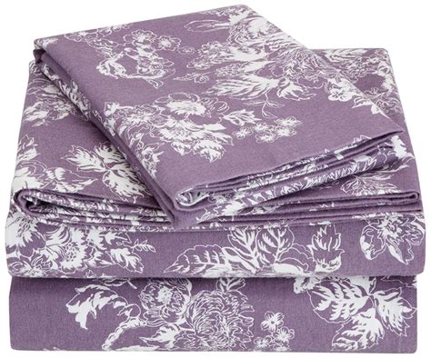 Amazon Brand – Pinzon Cotton Flannel Bed Sheet Set - Twin XL, Floral Lavender | Cotton flannel ...