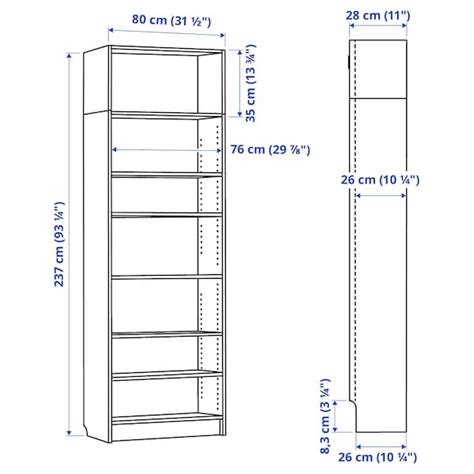 BILLY bookcase, white, 311/2x11x931/4" - IKEA