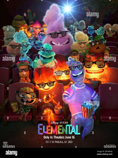 ELEMENTAL, US Real D 3D poster, bottom from left: Clod (voice: Mason Wertheimer), Ember (voice ...