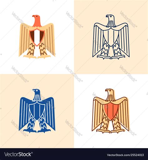 Egyptian eagle icon set in flat and line style Vector Image