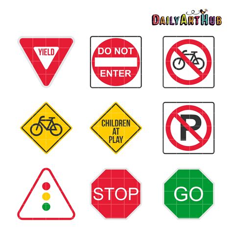 9 Road Signs Clip Art Set – Daily Art Hub // Graphics, Alphabets & SVG ...